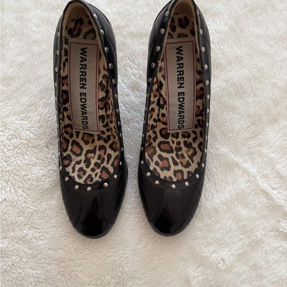 Warren Edwards Black Studded Women's Heels Size 7.5